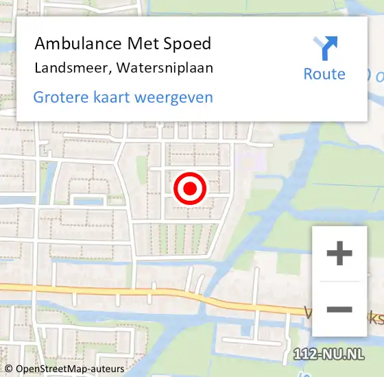 Locatie op kaart van de 112 melding: Ambulance Met Spoed Naar Landsmeer, Watersniplaan op 27 februari 2023 06:23