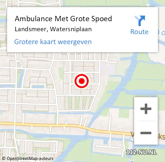 Locatie op kaart van de 112 melding: Ambulance Met Grote Spoed Naar Landsmeer, Watersniplaan op 27 februari 2023 06:30