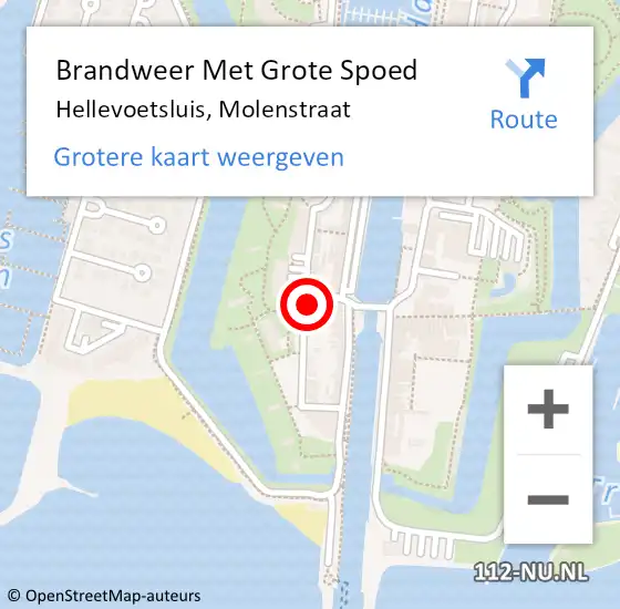 Locatie op kaart van de 112 melding: Brandweer Met Grote Spoed Naar Hellevoetsluis, Molenstraat op 27 februari 2023 06:30