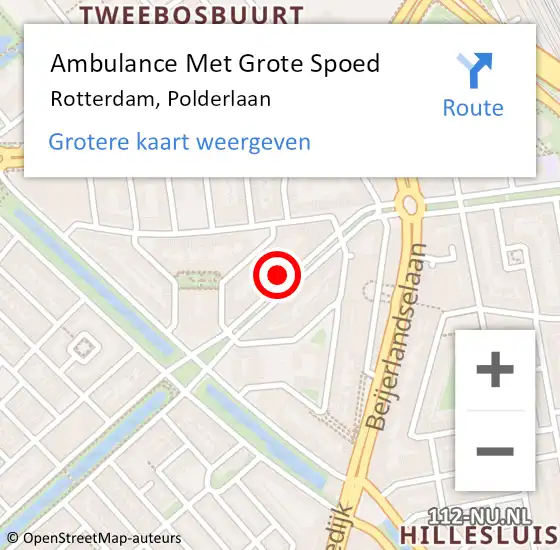 Locatie op kaart van de 112 melding: Ambulance Met Grote Spoed Naar Rotterdam, Polderlaan op 27 februari 2023 07:30