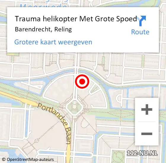 Locatie op kaart van de 112 melding: Trauma helikopter Met Grote Spoed Naar Barendrecht, Reling op 27 februari 2023 07:46