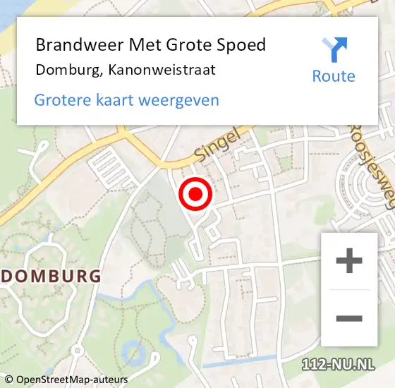 Locatie op kaart van de 112 melding: Brandweer Met Grote Spoed Naar Domburg, Kanonweistraat op 27 februari 2023 08:04