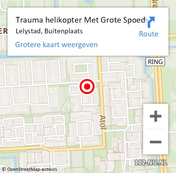 Locatie op kaart van de 112 melding: Trauma helikopter Met Grote Spoed Naar Lelystad, Buitenplaats op 27 februari 2023 08:14