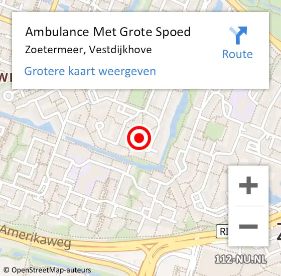 Locatie op kaart van de 112 melding: Ambulance Met Grote Spoed Naar Zoetermeer, Vestdijkhove op 27 februari 2023 08:27