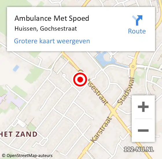 Locatie op kaart van de 112 melding: Ambulance Met Spoed Naar Huissen, Gochsestraat op 27 februari 2023 09:04