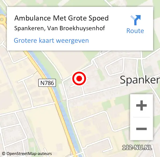 Locatie op kaart van de 112 melding: Ambulance Met Grote Spoed Naar Spankeren, Van Broekhuysenhof op 27 februari 2023 09:16