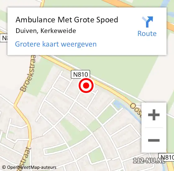 Locatie op kaart van de 112 melding: Ambulance Met Grote Spoed Naar Duiven, Kerkeweide op 27 februari 2023 09:24