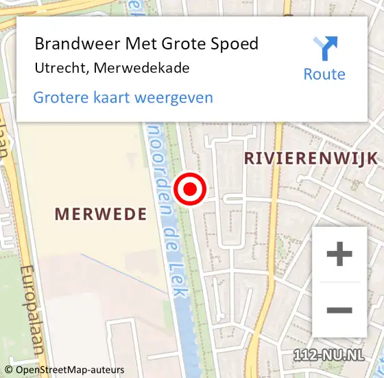 Locatie op kaart van de 112 melding: Brandweer Met Grote Spoed Naar Utrecht, Merwedekade op 27 februari 2023 09:31