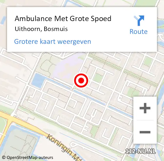 Locatie op kaart van de 112 melding: Ambulance Met Grote Spoed Naar Uithoorn, Bosmuis op 27 februari 2023 09:39