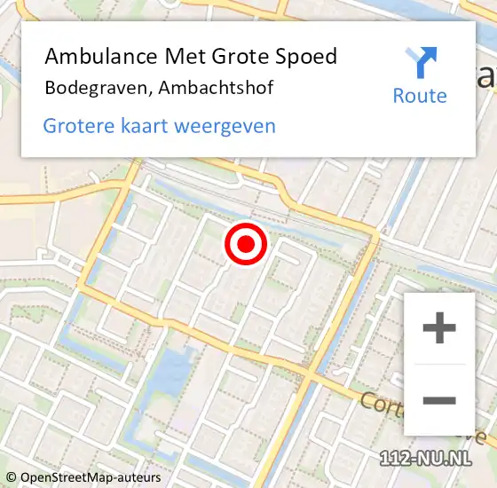 Locatie op kaart van de 112 melding: Ambulance Met Grote Spoed Naar Bodegraven, Ambachtshof op 27 februari 2023 09:50