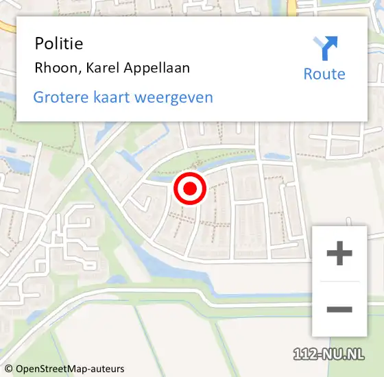 Locatie op kaart van de 112 melding: Politie Rhoon, Karel Appellaan op 27 februari 2023 10:10