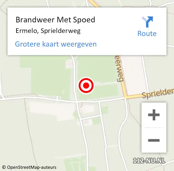 Locatie op kaart van de 112 melding: Brandweer Met Spoed Naar Ermelo, Sprielderweg op 27 februari 2023 10:17