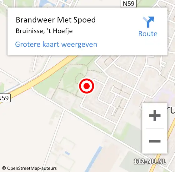 Locatie op kaart van de 112 melding: Brandweer Met Spoed Naar Bruinisse, 't Hoefje op 27 februari 2023 10:25