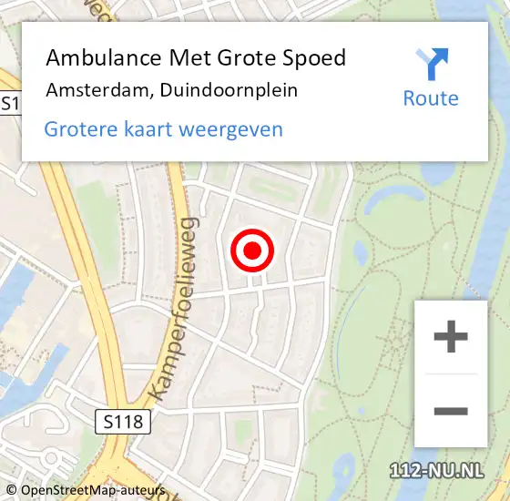 Locatie op kaart van de 112 melding: Ambulance Met Grote Spoed Naar Amsterdam, Duindoornplein op 27 februari 2023 10:26