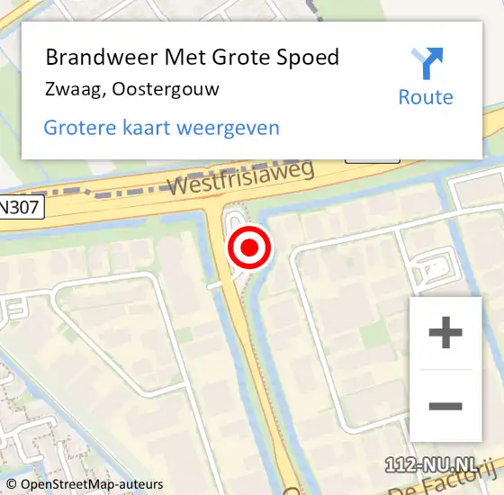 Locatie op kaart van de 112 melding: Brandweer Met Grote Spoed Naar Zwaag, Oostergouw op 27 februari 2023 10:35