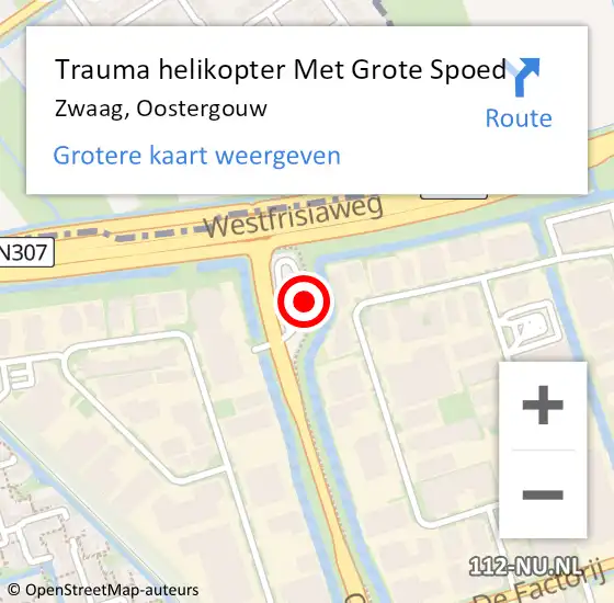 Locatie op kaart van de 112 melding: Trauma helikopter Met Grote Spoed Naar Zwaag, Oostergouw op 27 februari 2023 10:39