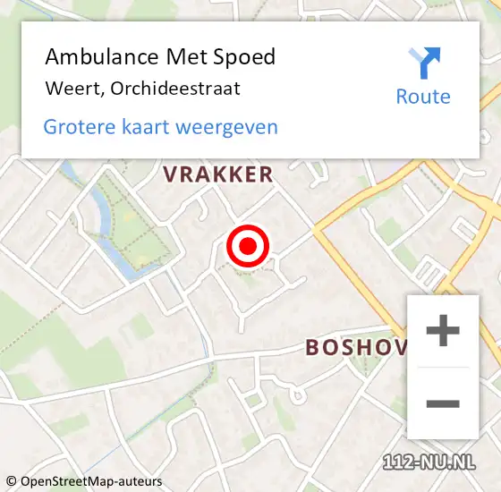 Locatie op kaart van de 112 melding: Ambulance Met Spoed Naar Weert, Orchideestraat op 27 februari 2023 11:01