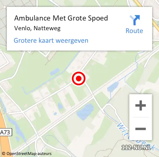 Locatie op kaart van de 112 melding: Ambulance Met Grote Spoed Naar Venlo, Natteweg op 27 februari 2023 11:06