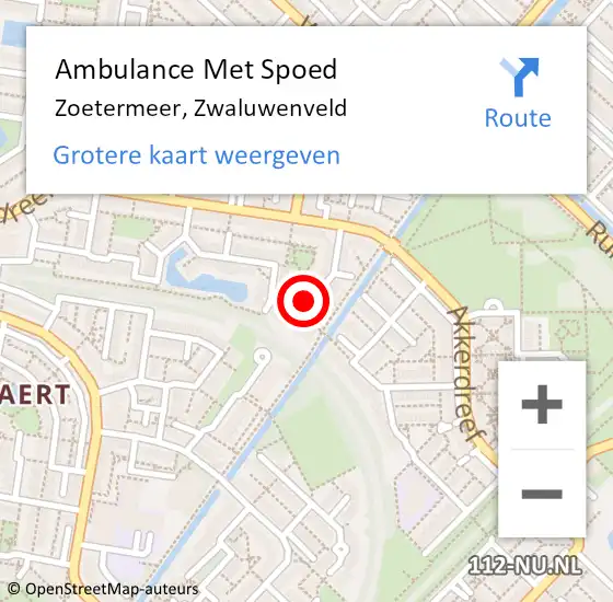 Locatie op kaart van de 112 melding: Ambulance Met Spoed Naar Zoetermeer, Zwaluwenveld op 27 februari 2023 11:15