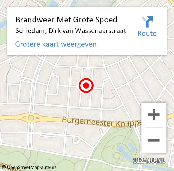 Locatie op kaart van de 112 melding: Brandweer Met Grote Spoed Naar Schiedam, Dirk van Wassenaarstraat op 27 februari 2023 12:05