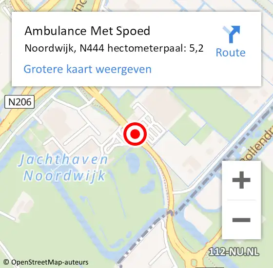 Locatie op kaart van de 112 melding: Ambulance Met Spoed Naar Noordwijk, N444 hectometerpaal: 5,2 op 27 februari 2023 12:13