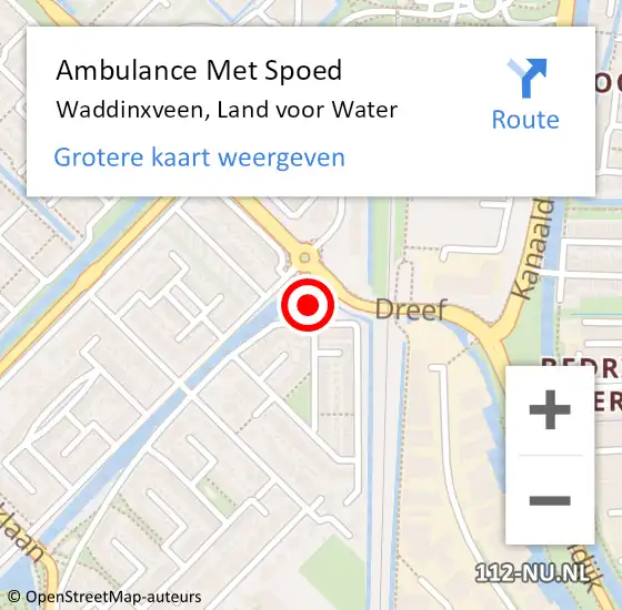 Locatie op kaart van de 112 melding: Ambulance Met Spoed Naar Waddinxveen, Land voor Water op 27 februari 2023 12:26