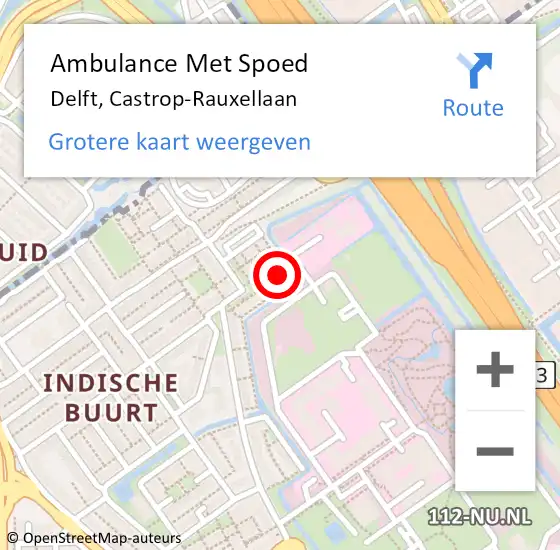 Locatie op kaart van de 112 melding: Ambulance Met Spoed Naar Delft, Castrop-Rauxellaan op 27 februari 2023 12:30