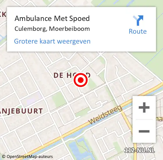 Locatie op kaart van de 112 melding: Ambulance Met Spoed Naar Culemborg, Moerbeiboom op 27 februari 2023 12:31