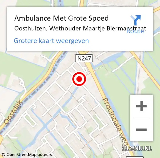 Locatie op kaart van de 112 melding: Ambulance Met Grote Spoed Naar Oosthuizen, Wethouder Maartje Biermanstraat op 27 februari 2023 13:24