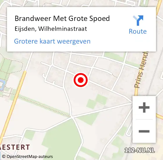 Locatie op kaart van de 112 melding: Brandweer Met Grote Spoed Naar Eijsden, Wilhelminastraat op 27 februari 2023 13:29