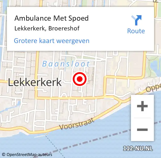 Locatie op kaart van de 112 melding: Ambulance Met Spoed Naar Lekkerkerk, Broereshof op 27 februari 2023 13:37