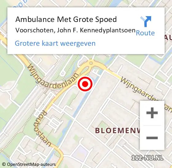 Locatie op kaart van de 112 melding: Ambulance Met Grote Spoed Naar Voorschoten, John F. Kennedyplantsoen op 27 februari 2023 13:41