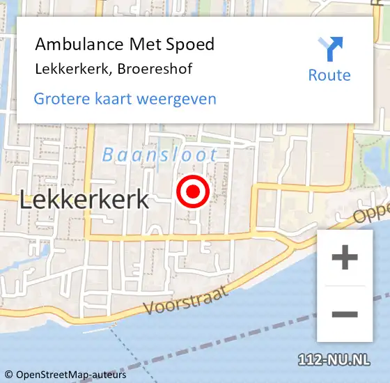 Locatie op kaart van de 112 melding: Ambulance Met Spoed Naar Lekkerkerk, Broereshof op 27 februari 2023 13:44