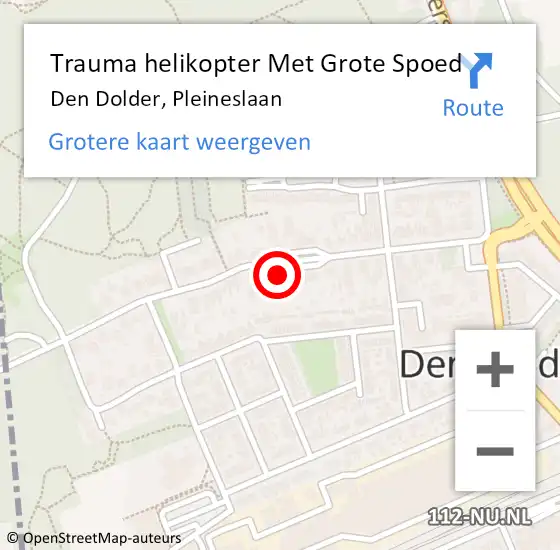 Locatie op kaart van de 112 melding: Trauma helikopter Met Grote Spoed Naar Den Dolder, Pleineslaan op 27 februari 2023 14:00