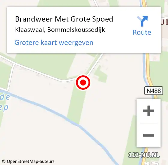 Locatie op kaart van de 112 melding: Brandweer Met Grote Spoed Naar Klaaswaal, Bommelskoussedijk op 27 februari 2023 14:07