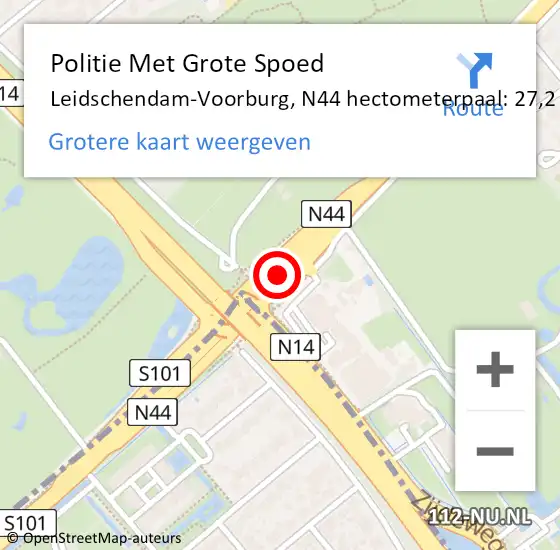 Locatie op kaart van de 112 melding: Politie Met Grote Spoed Naar Leidschendam-Voorburg, N44 hectometerpaal: 27,2 op 27 februari 2023 14:13