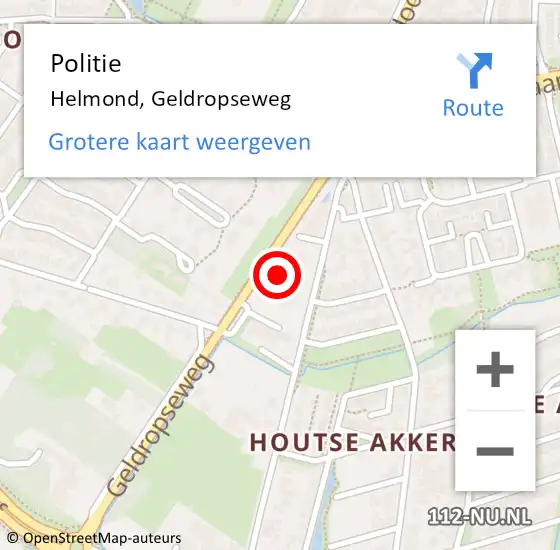 Locatie op kaart van de 112 melding: Politie Helmond, Geldropseweg op 27 februari 2023 14:19