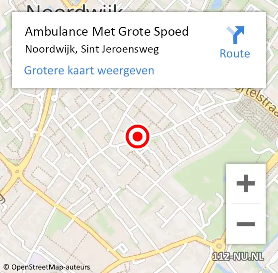 Locatie op kaart van de 112 melding: Ambulance Met Grote Spoed Naar Noordwijk, Sint Jeroensweg op 27 februari 2023 14:19