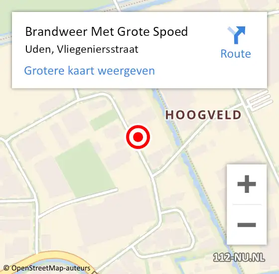 Locatie op kaart van de 112 melding: Brandweer Met Grote Spoed Naar Uden, Vliegeniersstraat op 27 februari 2023 14:33