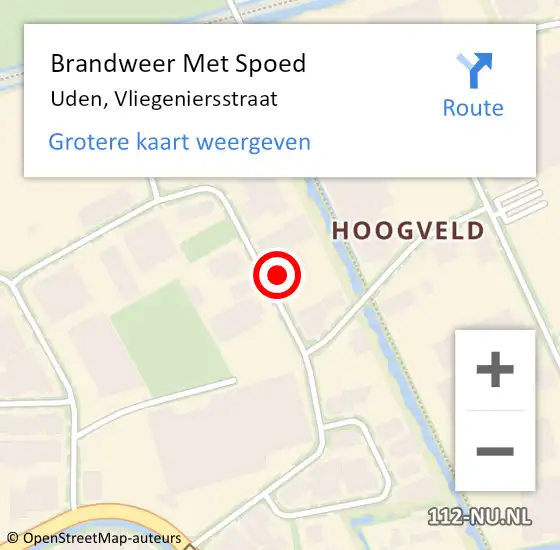 Locatie op kaart van de 112 melding: Brandweer Met Spoed Naar Uden, Vliegeniersstraat op 27 februari 2023 14:45