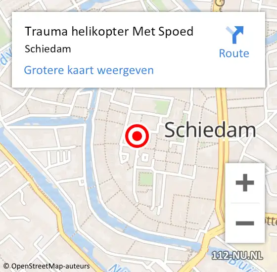 Locatie op kaart van de 112 melding: Trauma helikopter Met Spoed Naar Schiedam op 27 februari 2023 14:46