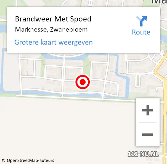 Locatie op kaart van de 112 melding: Brandweer Met Spoed Naar Marknesse, Zwanebloem op 27 februari 2023 14:46