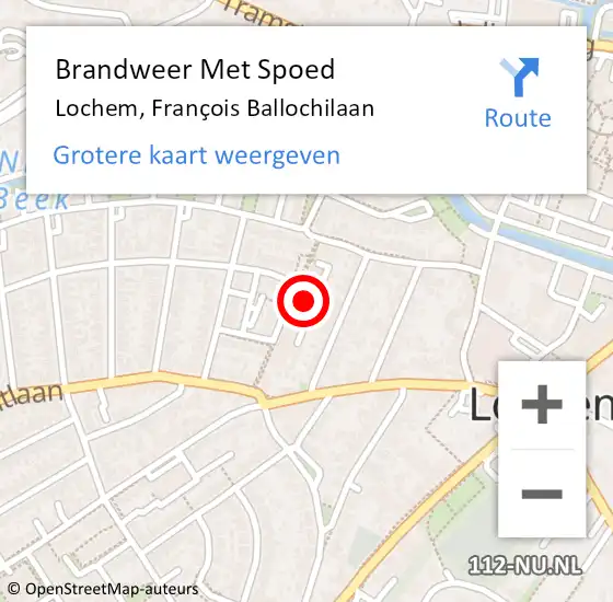 Locatie op kaart van de 112 melding: Brandweer Met Spoed Naar Lochem, François Ballochilaan op 27 februari 2023 14:47