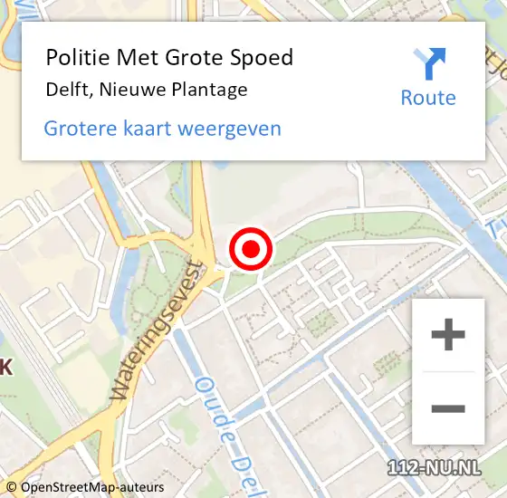 Locatie op kaart van de 112 melding: Politie Met Grote Spoed Naar Delft, Nieuwe Plantage op 27 februari 2023 14:47