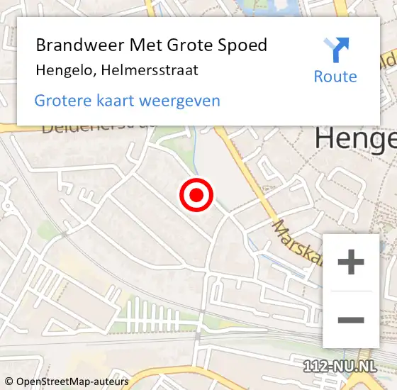 Locatie op kaart van de 112 melding: Brandweer Met Grote Spoed Naar Hengelo, Helmersstraat op 27 februari 2023 14:57