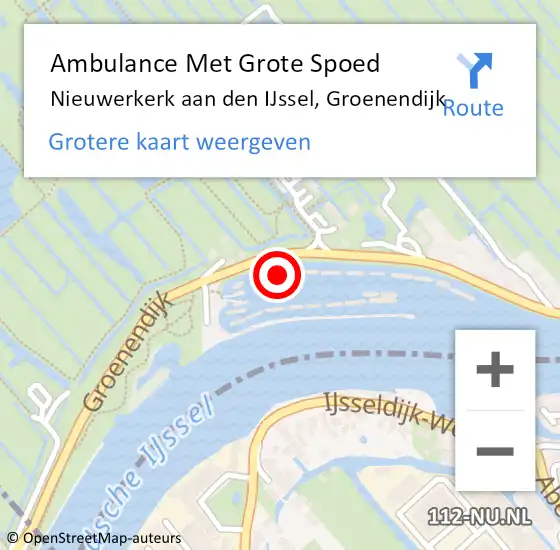 Locatie op kaart van de 112 melding: Ambulance Met Grote Spoed Naar Nieuwerkerk aan den IJssel, Groenendijk op 27 februari 2023 15:02