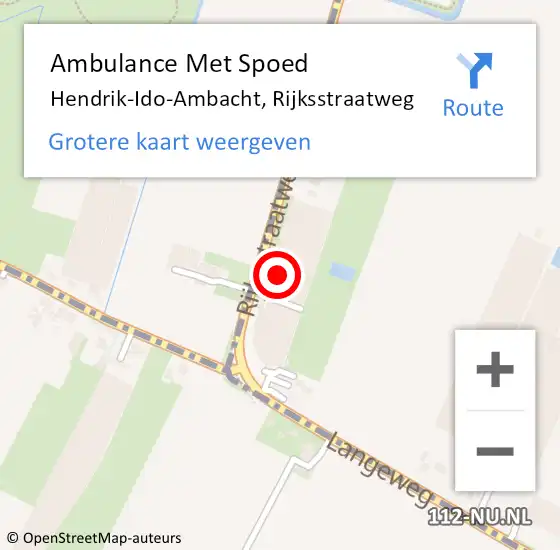 Locatie op kaart van de 112 melding: Ambulance Met Spoed Naar Hendrik-Ido-Ambacht, Rijksstraatweg op 27 februari 2023 15:07