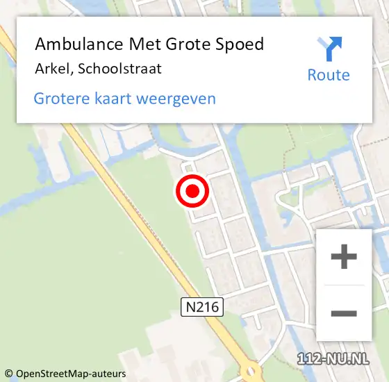 Locatie op kaart van de 112 melding: Ambulance Met Grote Spoed Naar Arkel, Schoolstraat op 27 februari 2023 15:12