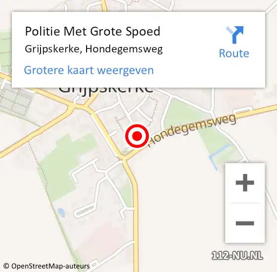 Locatie op kaart van de 112 melding: Politie Met Grote Spoed Naar Grijpskerke, Hondegemsweg op 27 februari 2023 15:35