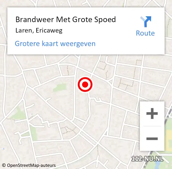 Locatie op kaart van de 112 melding: Brandweer Met Grote Spoed Naar Laren, Ericaweg op 27 februari 2023 15:43